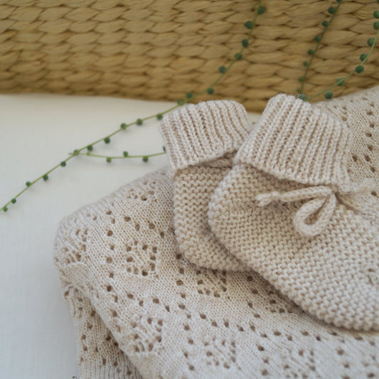 Merino Knit Booties - Oatmeal 0-6months