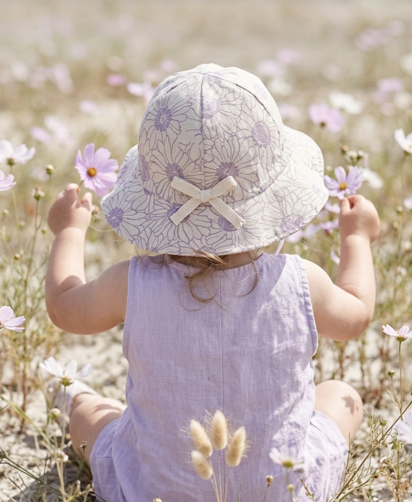 Linen Sunhat -  Lilac Bloom