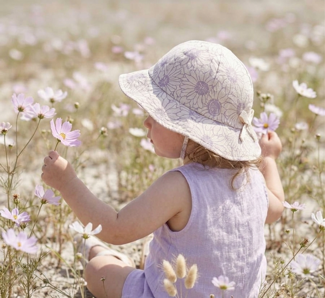 Linen Sunhat -  Lilac Bloom