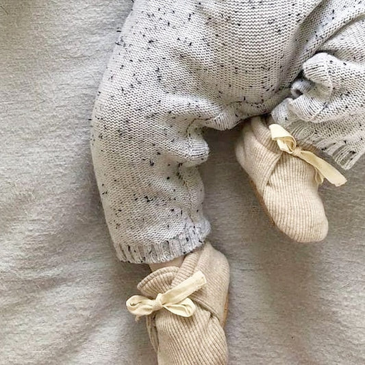 Organic Rib Booties - Oatmeal only size 12-24 months left